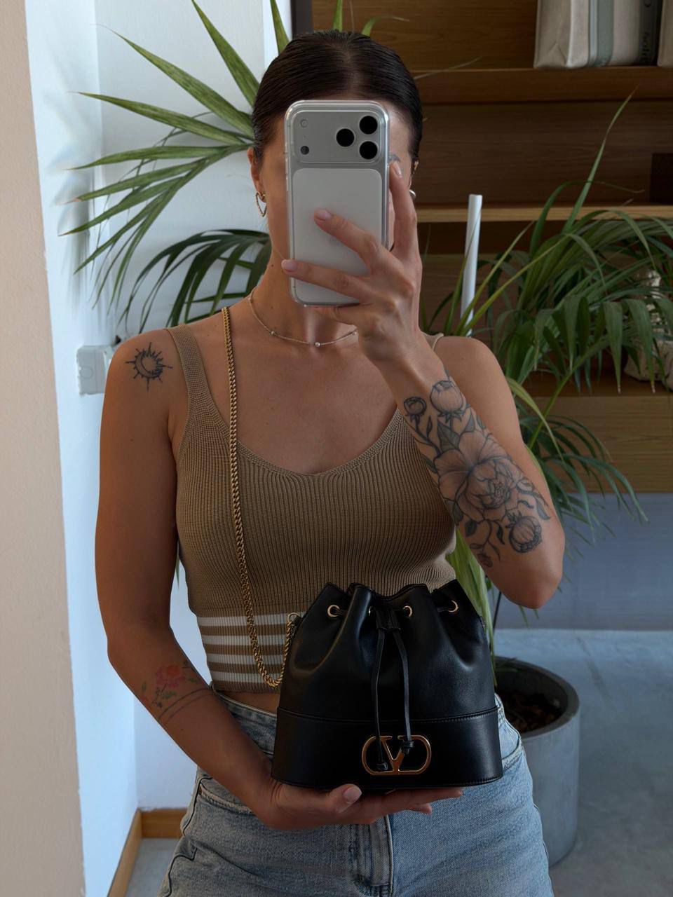 V-Logo Bucket Bag