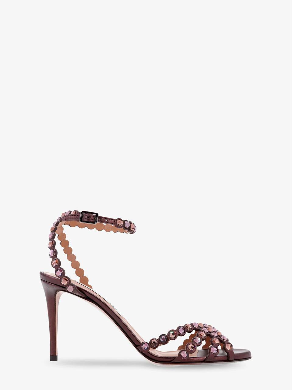 Crystal-Embellished Scalloped Sandals