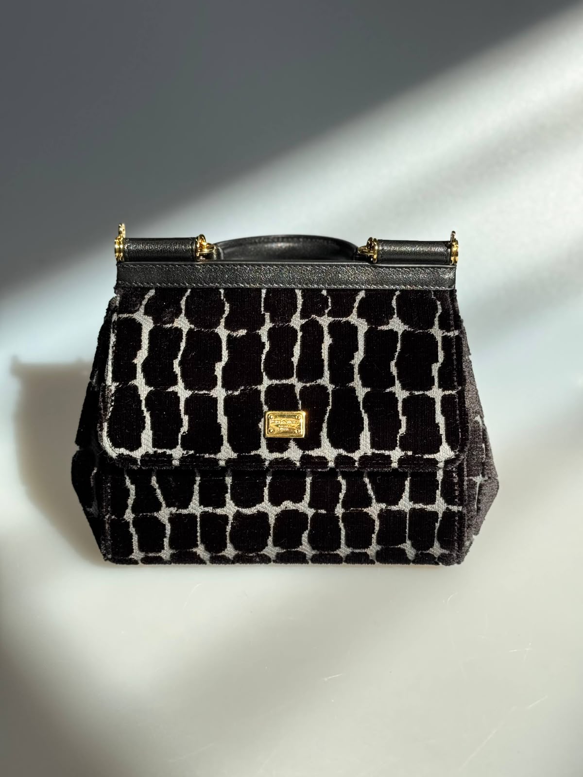 Sicily Small Bag in Velvet with Animalier Pattern