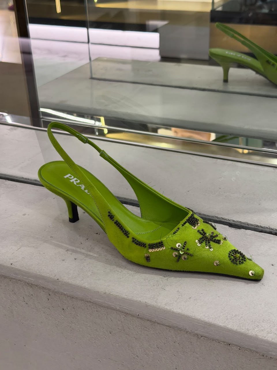 Embellished Satin Slingback Pumps