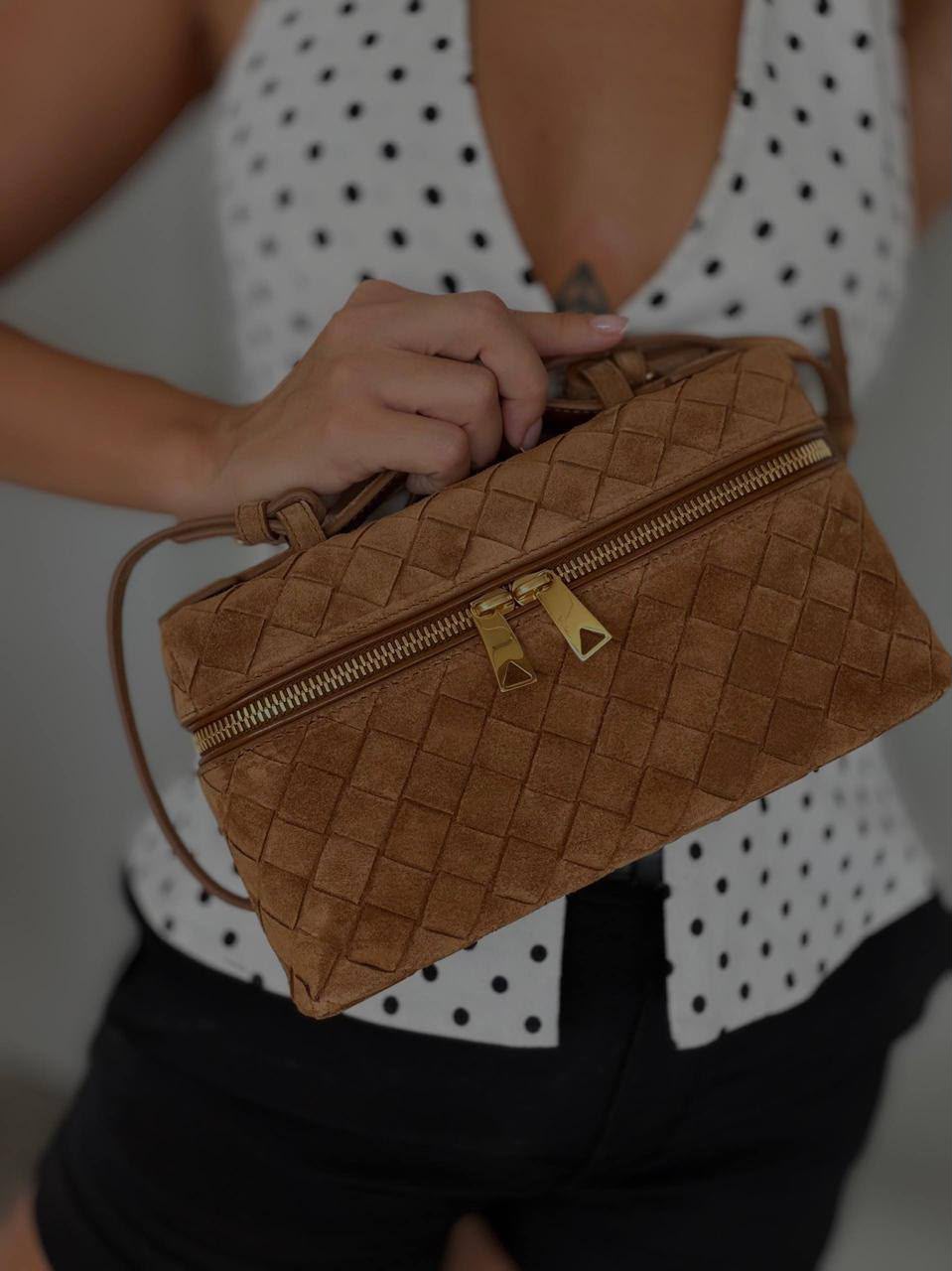 Small Intrecciato Suede Vanity Case