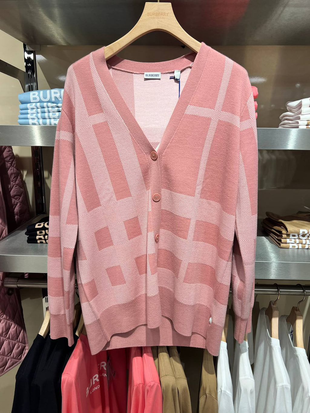 Check Wool Blend Cardigan