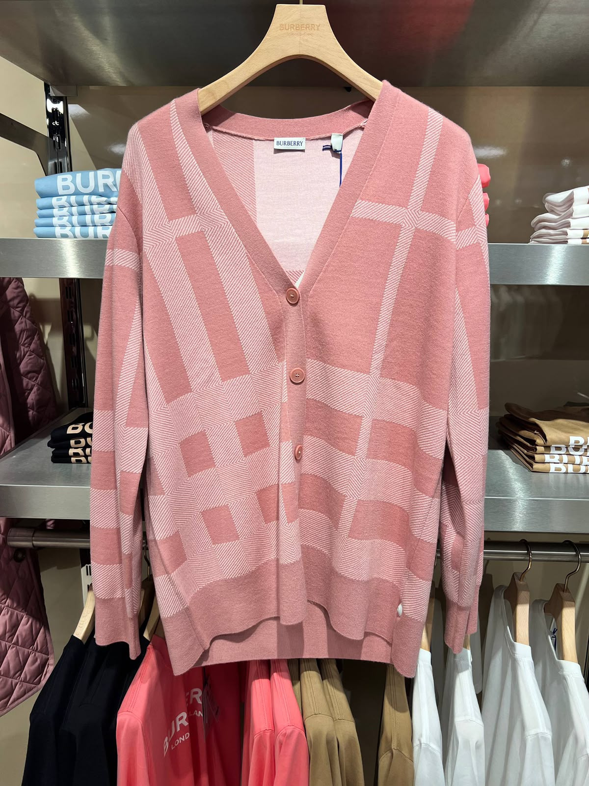 Check Wool Blend Cardigan