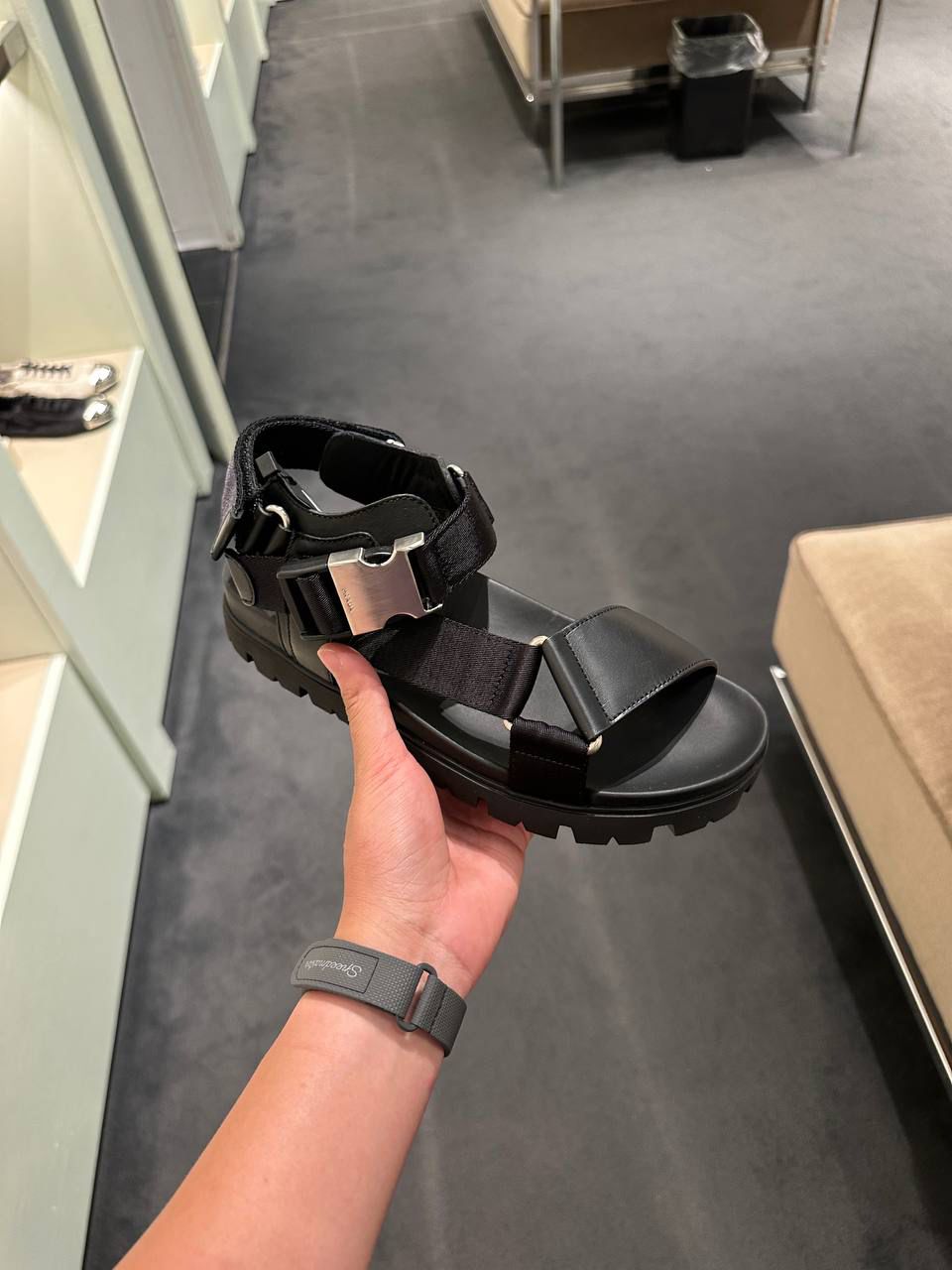 Brushed Leather and Nylon Sandals