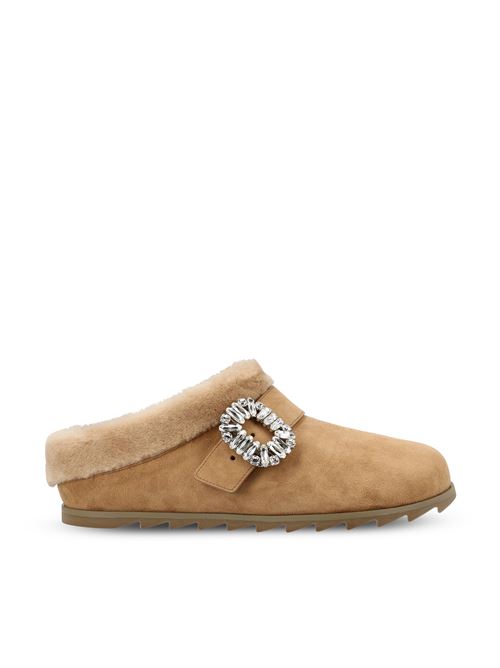 Viv' Rangers Buckle Mules in Suede and Shearling