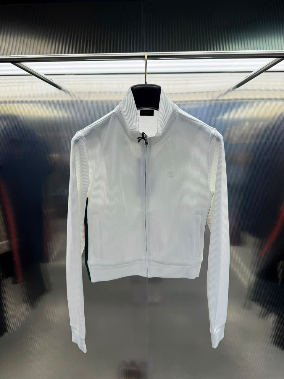 Ribbed Zip-Up Jacket with Web Detail
