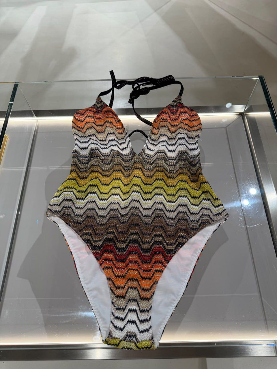Zigzag Knit One-Piece Swimsuit