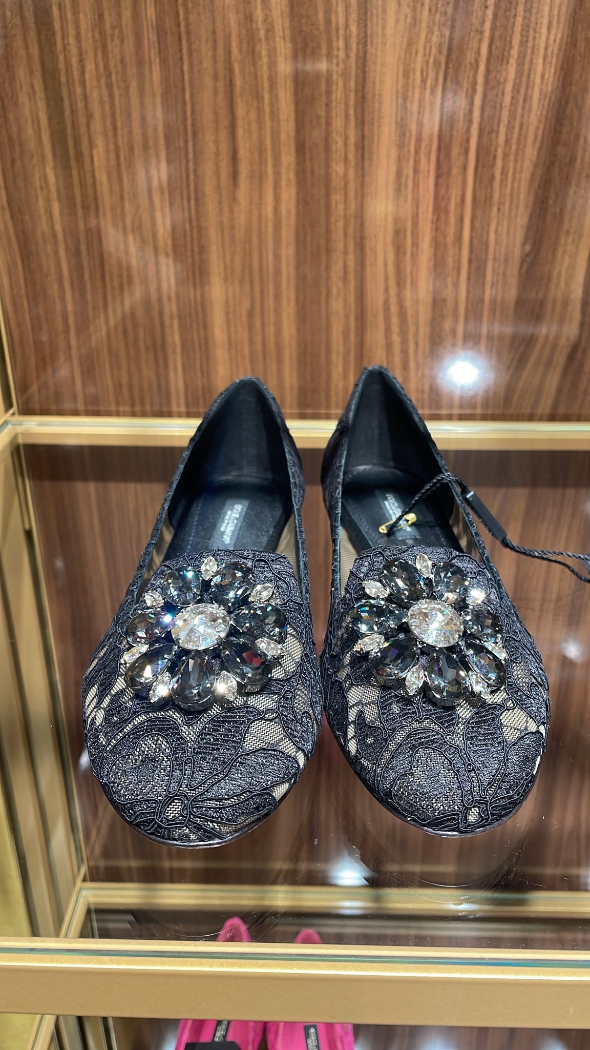 Keira Lace Flats with Crystal Brooch