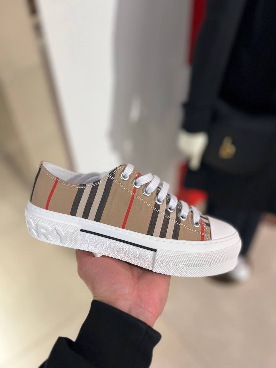 Vintage Check Cotton Platform Sneakers