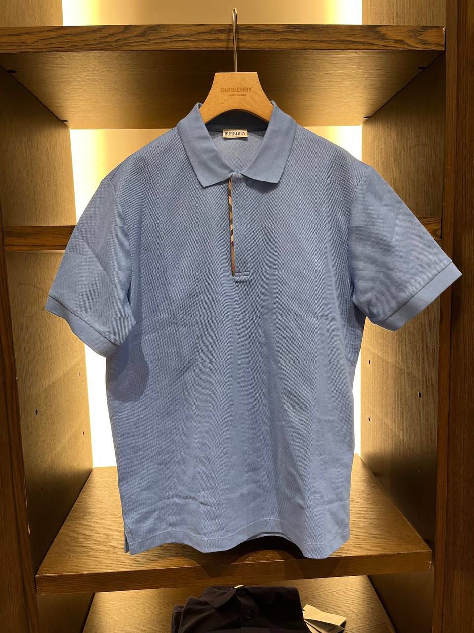 Check Placket Cotton Piqué Polo Shirt