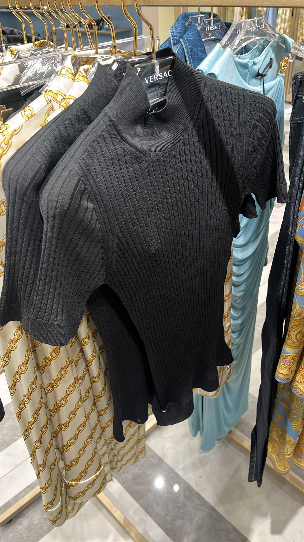 Ribbed Mock Neck Short Sleeve Top