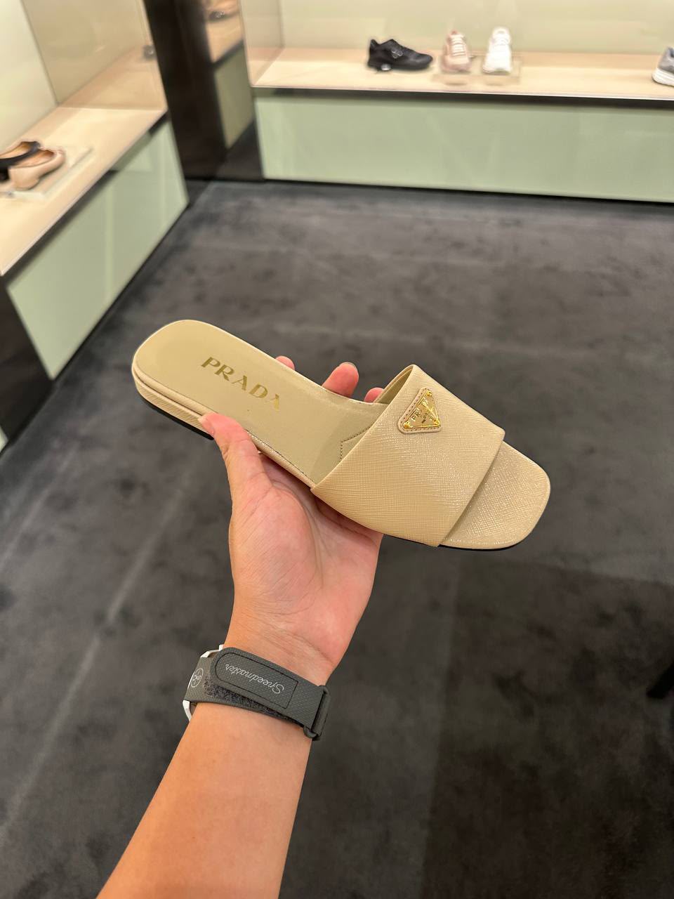 Saffiano Leather Slides