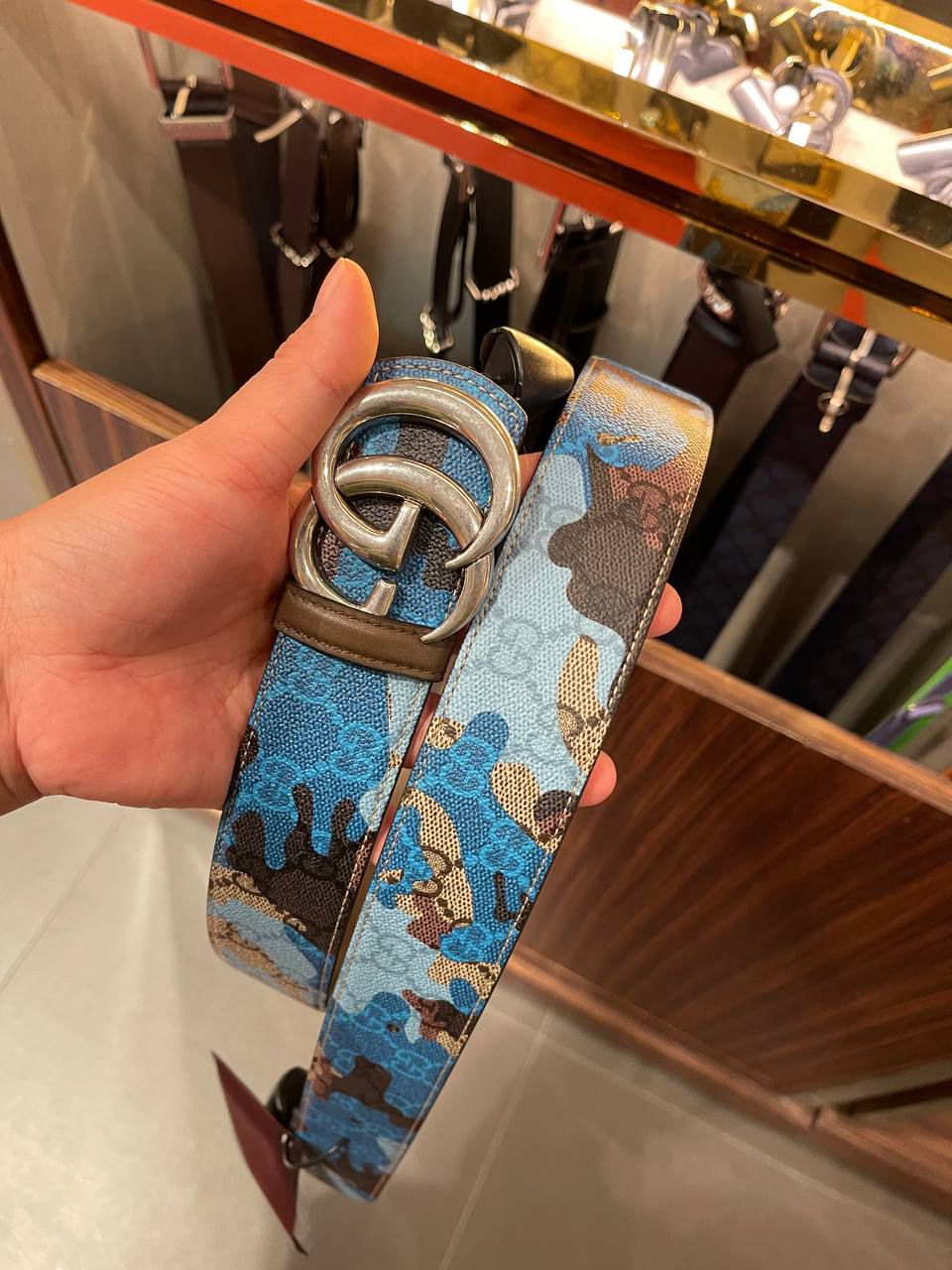 GG Marmont Camo Print Belt
