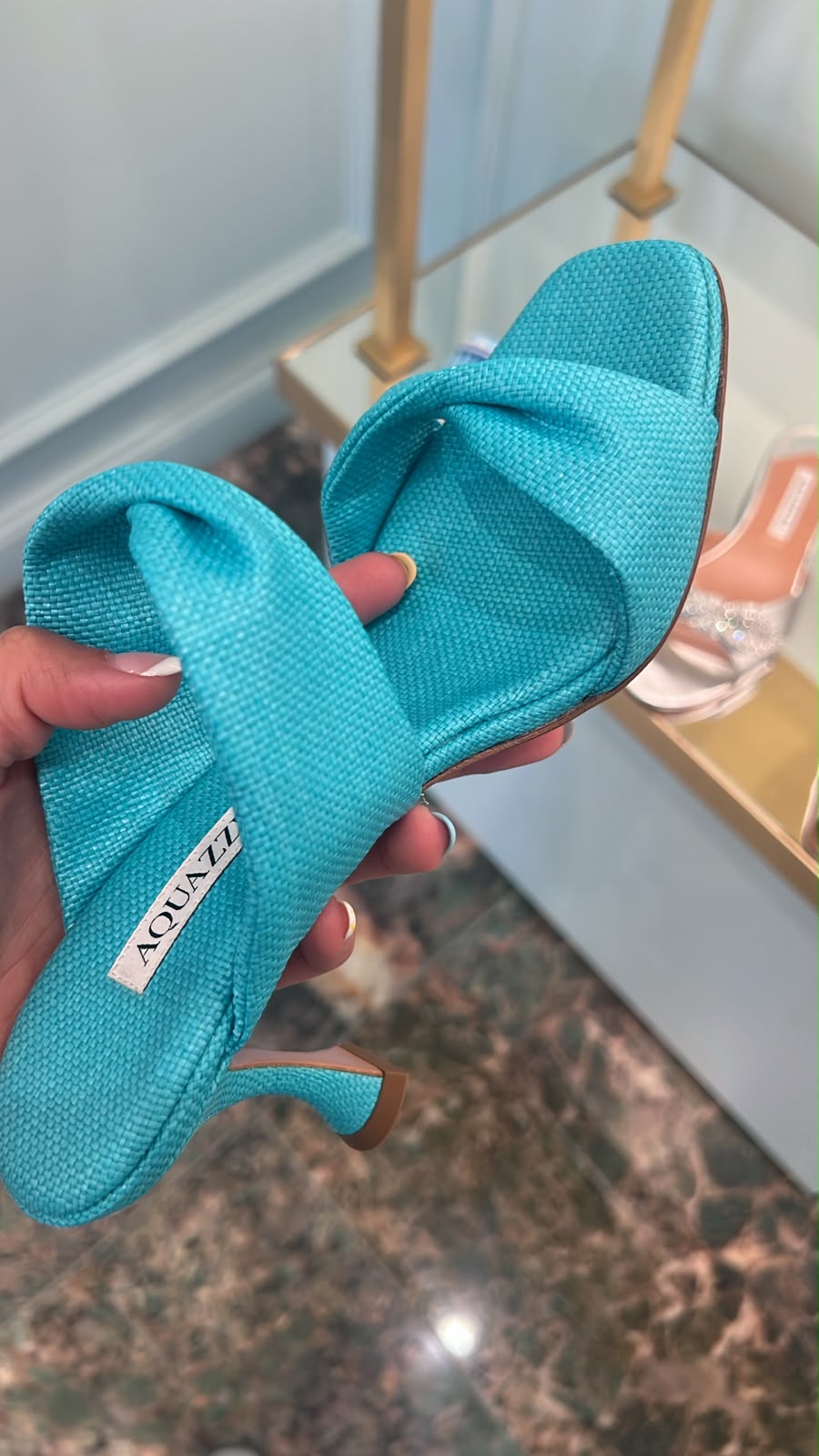 Twist-front raffia-effect mule sandals