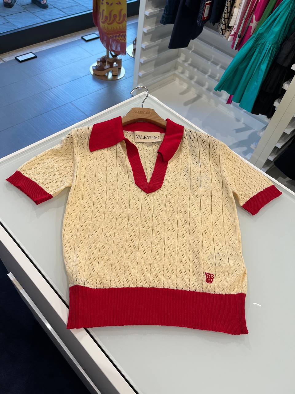 Pointelle Knit Polo Shirt