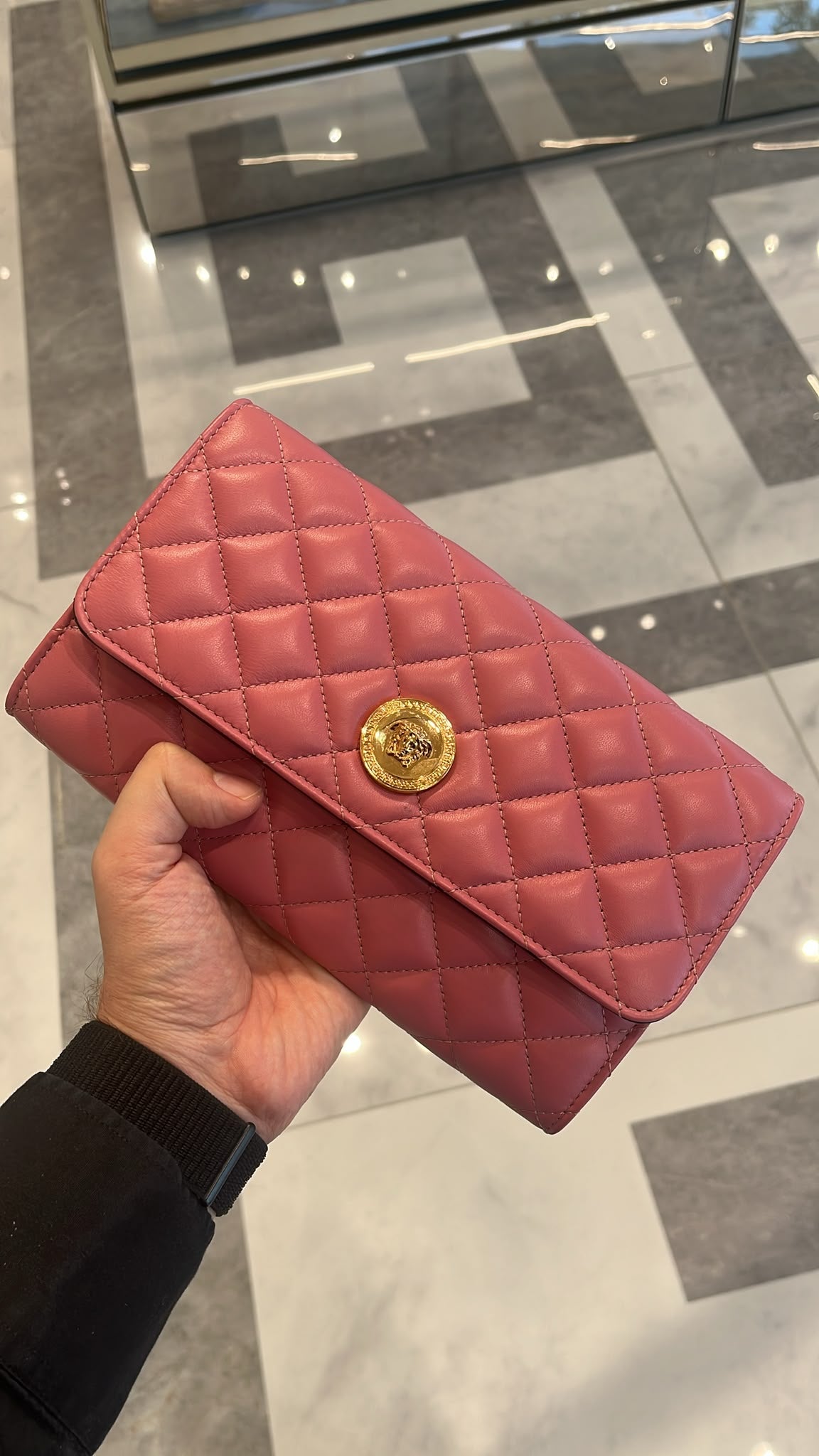 Quilted Leather Wallet on Chain