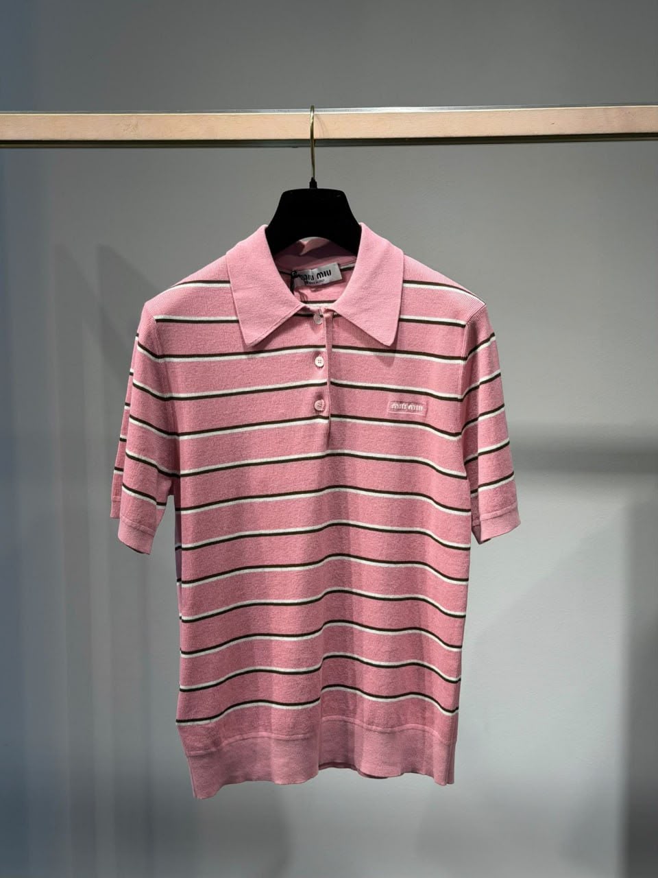 Striped Knit Polo Shirt