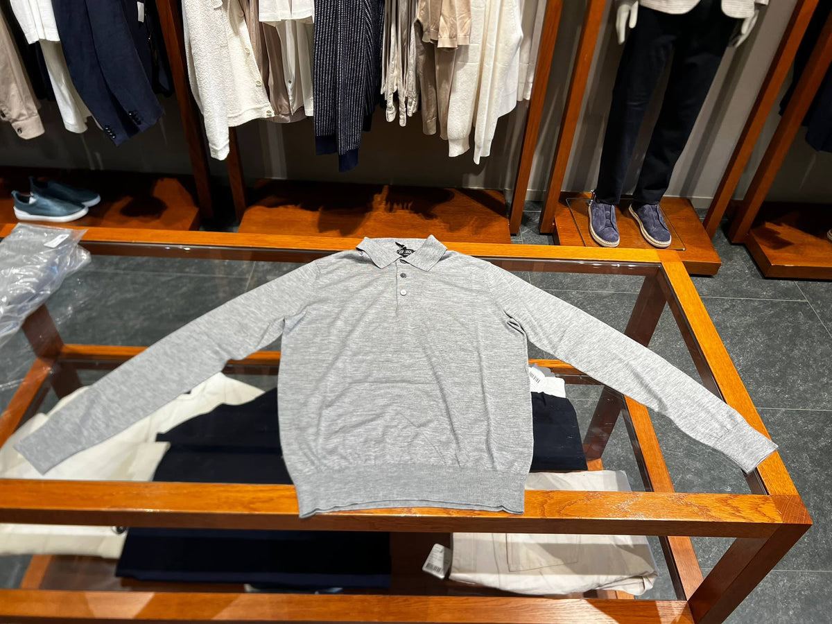 Long-Sleeve Knit Polo Shirt