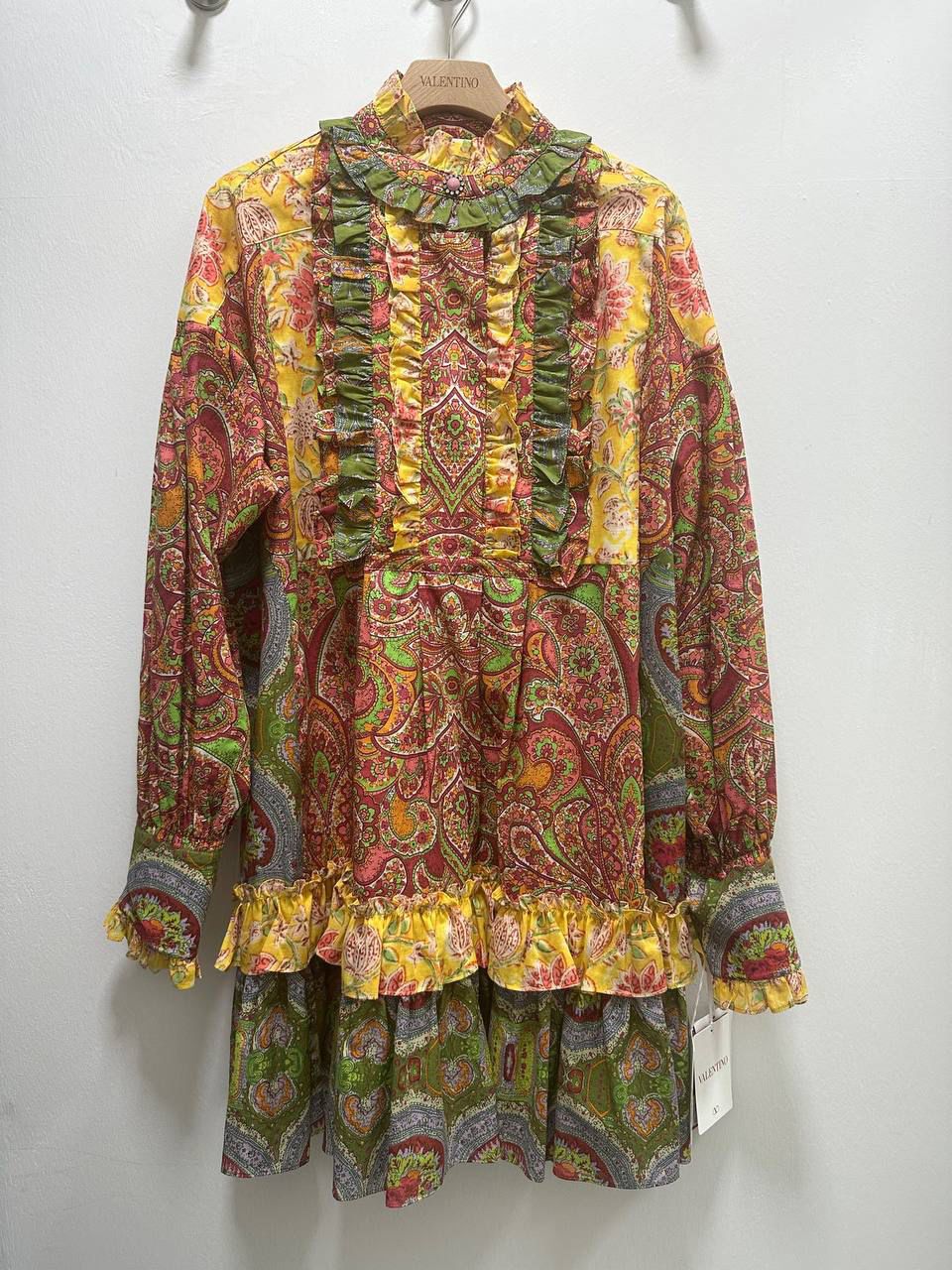 Paisley Print Ruffled Mini Dress