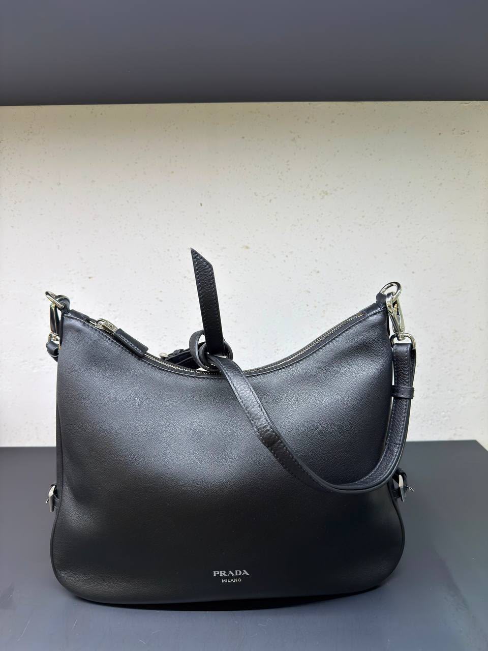 Vitello Phenix Leather Hobo Bag