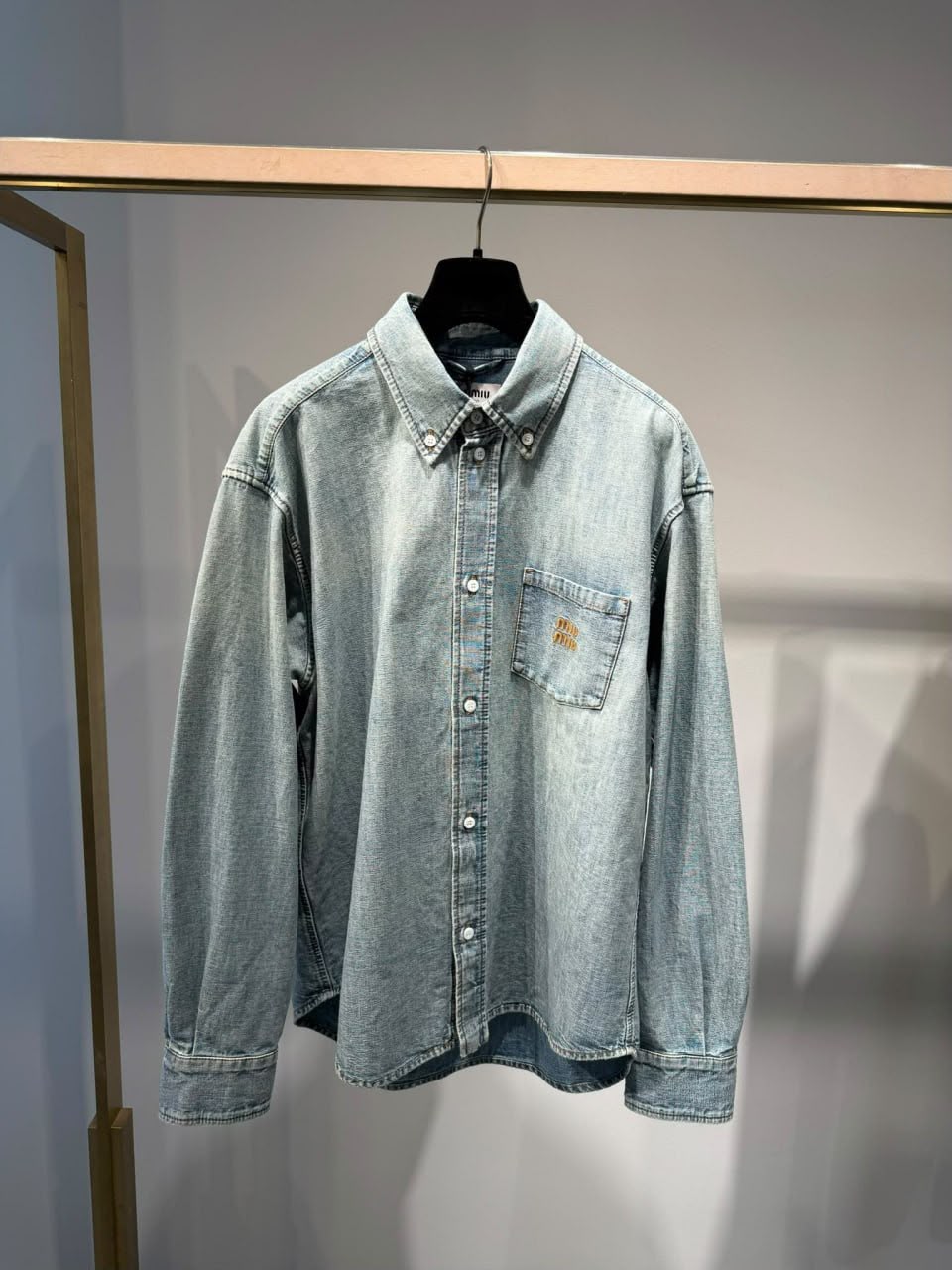 Denim Shirt with Embroidered Logo