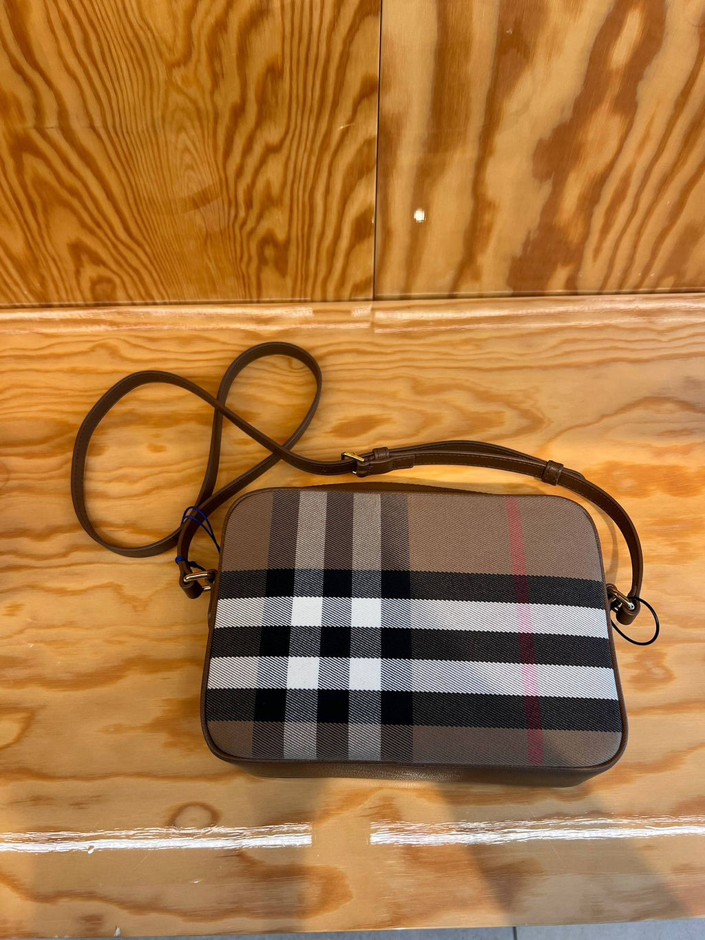 Mini Vintage Check and Leather Camera Bag