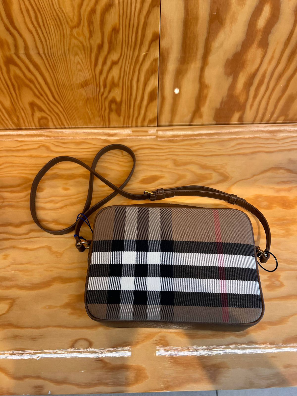 Mini Vintage Check and Leather Camera Bag