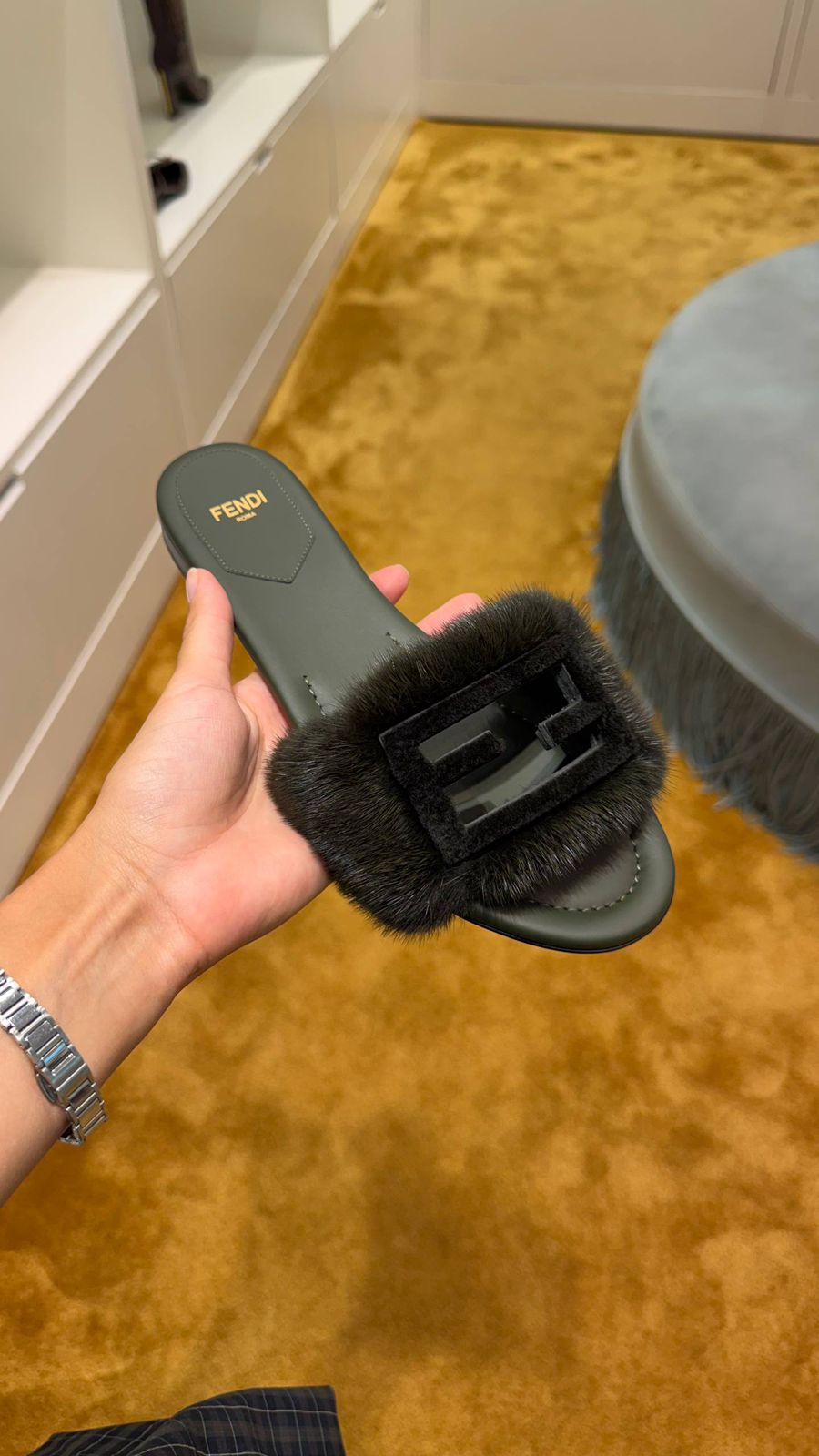 O'Lock Mink Fur Slides