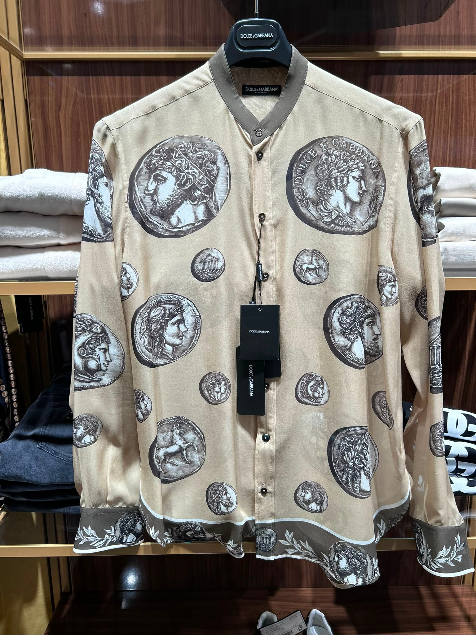 Coin-Print Silk Shirt