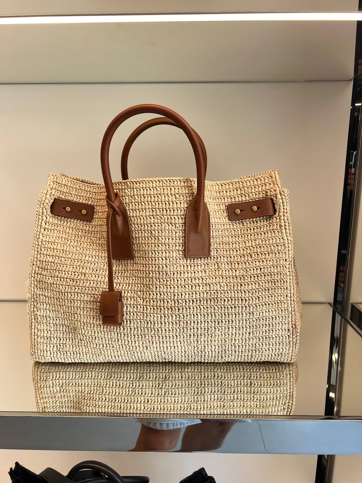 Sac de Jour Tote in Raffia and Leather