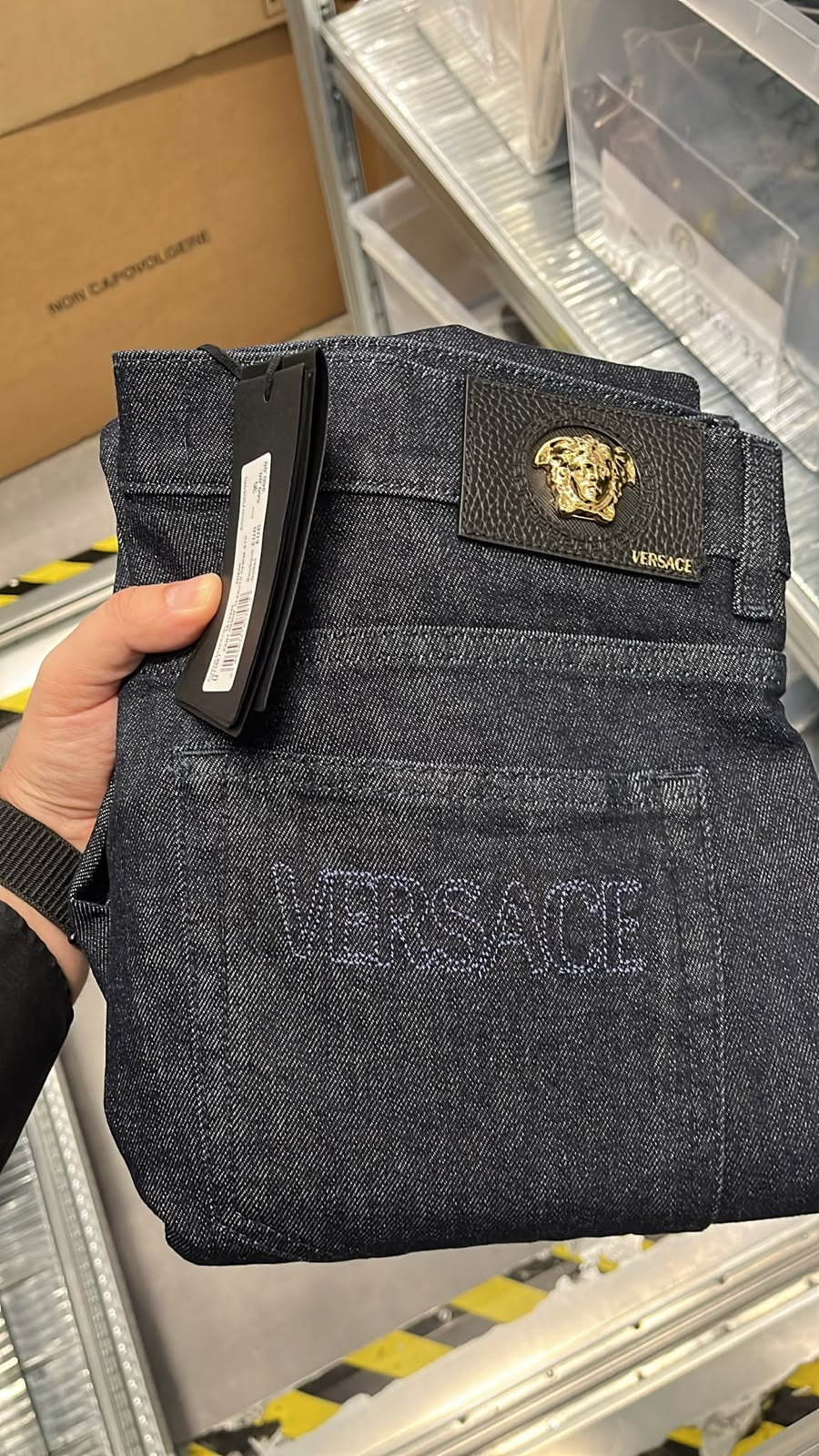 Medusa Head Logo Patch Denim Jeans