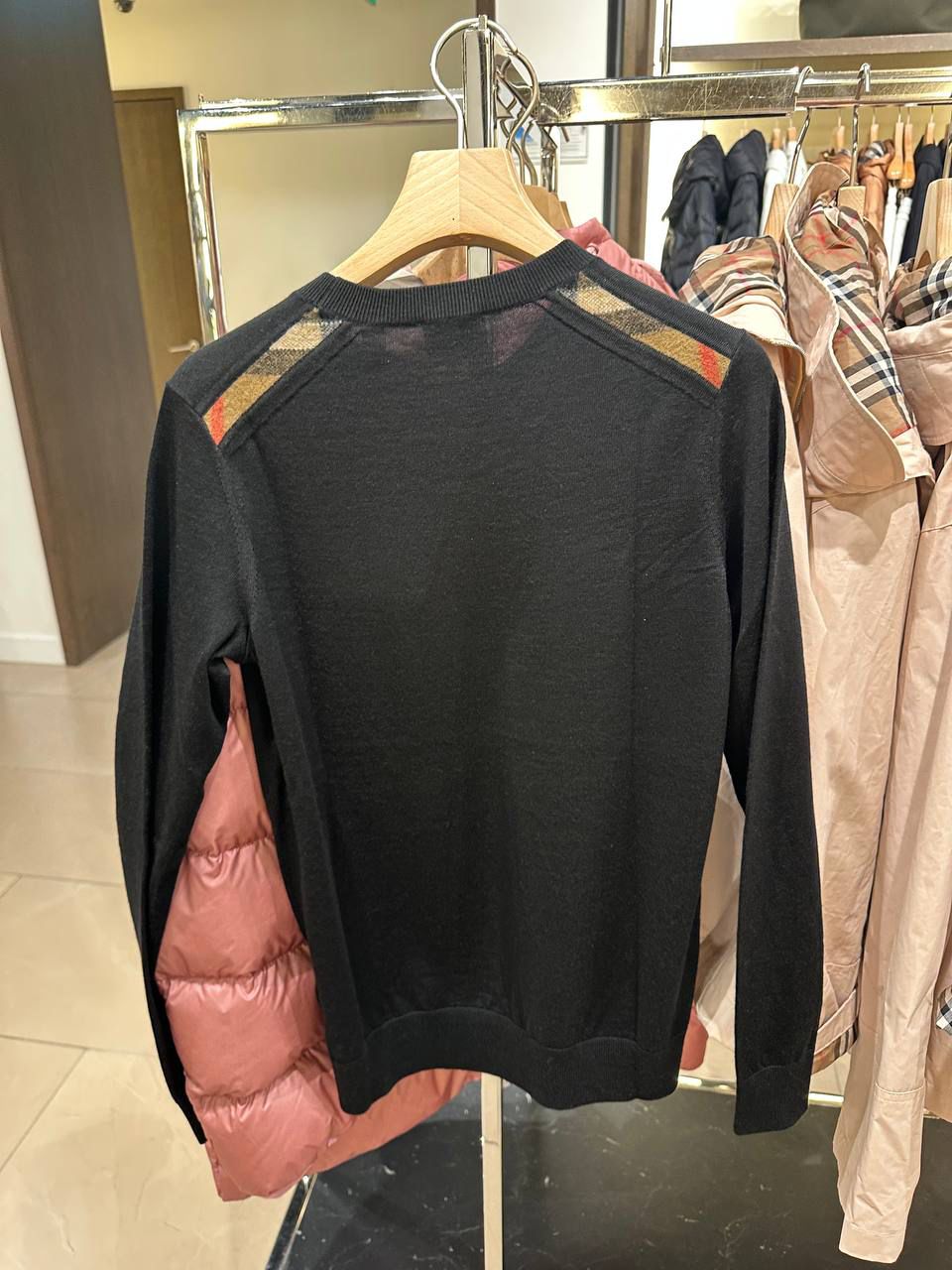 Check Detail Merino Wool Sweater