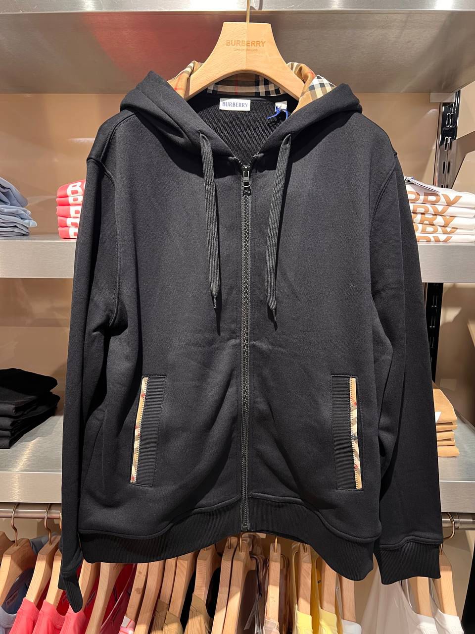 Vintage Check Lined Zip-up Hoodie