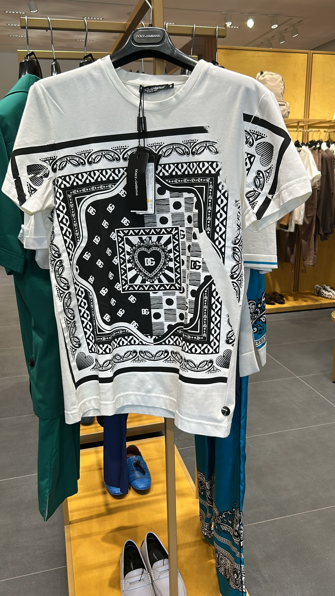 Bandana-print cotton T-shirt with DG logo