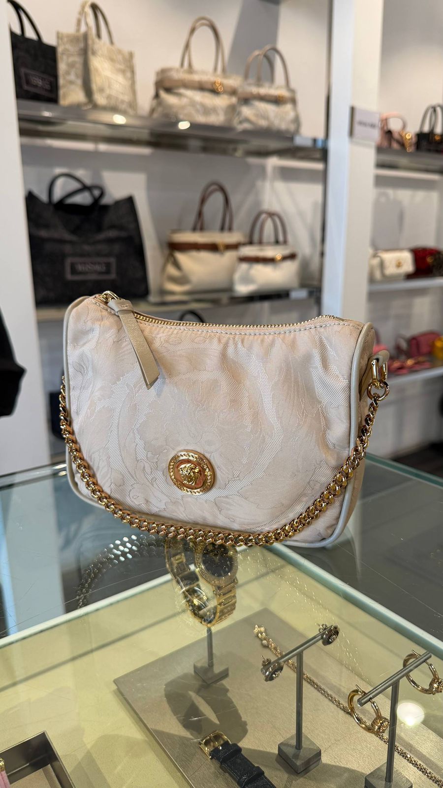 Medusa Head Jacquard Shoulder Bag