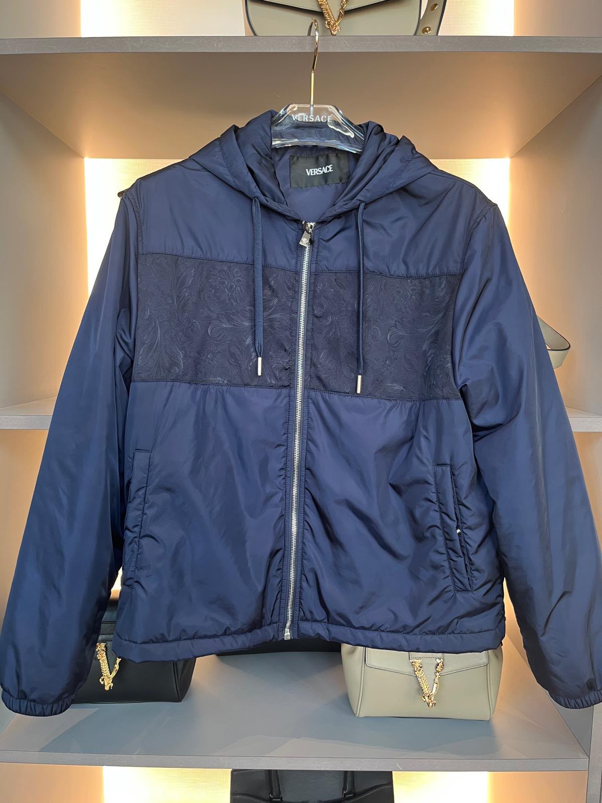 Barocco Print Nylon Hooded Jacket