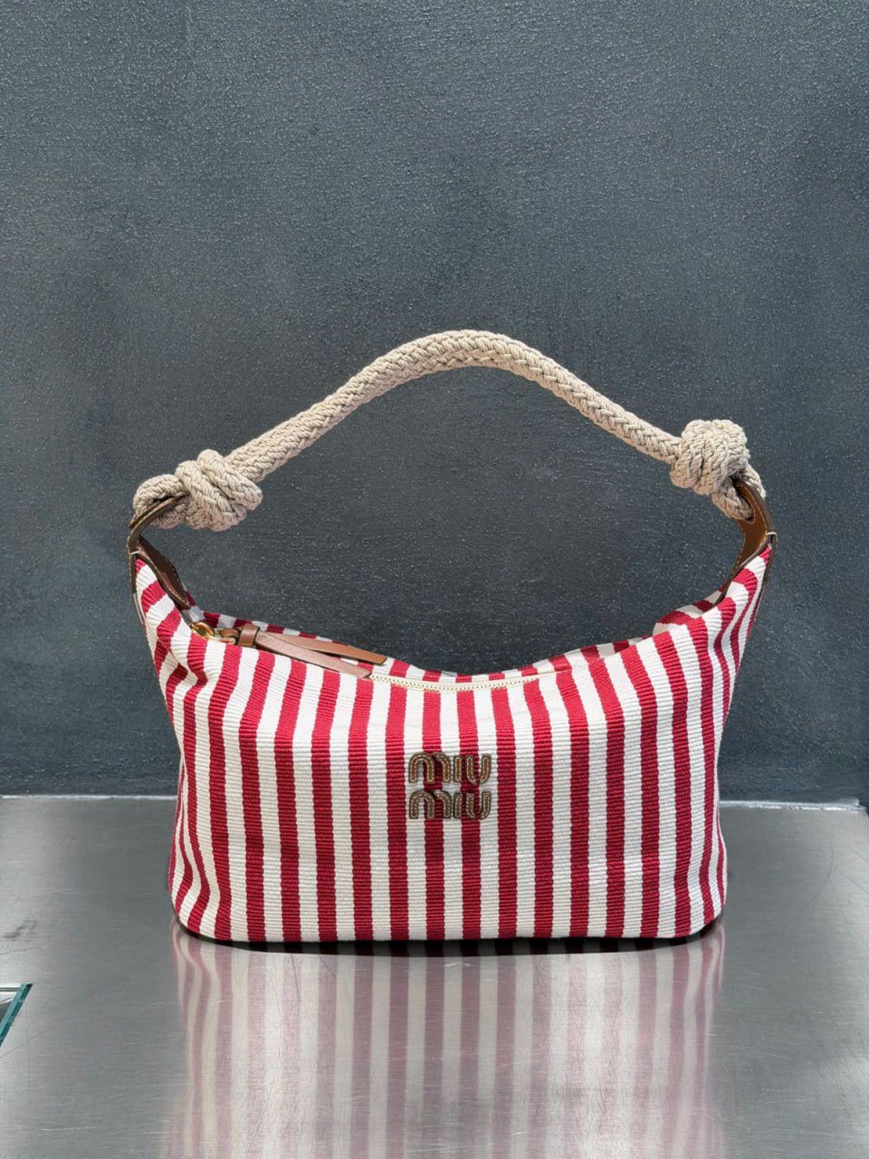 Striped Canvas Hobo Bag