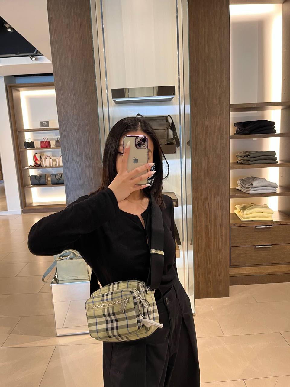 Check Nylon Crossbody Bag