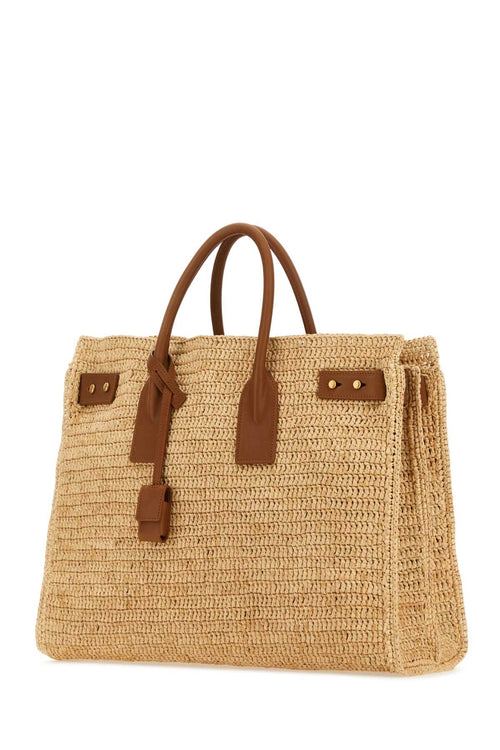 SAINT LAURENT BORSA For Women Exterior: 100% Raffia 100% Leather Finishing: Antiqued golden metal