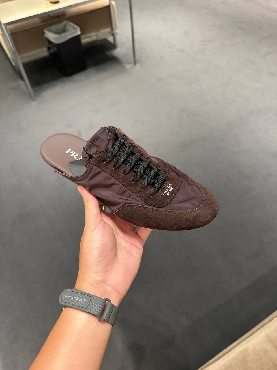 Nylon and Suede Mules