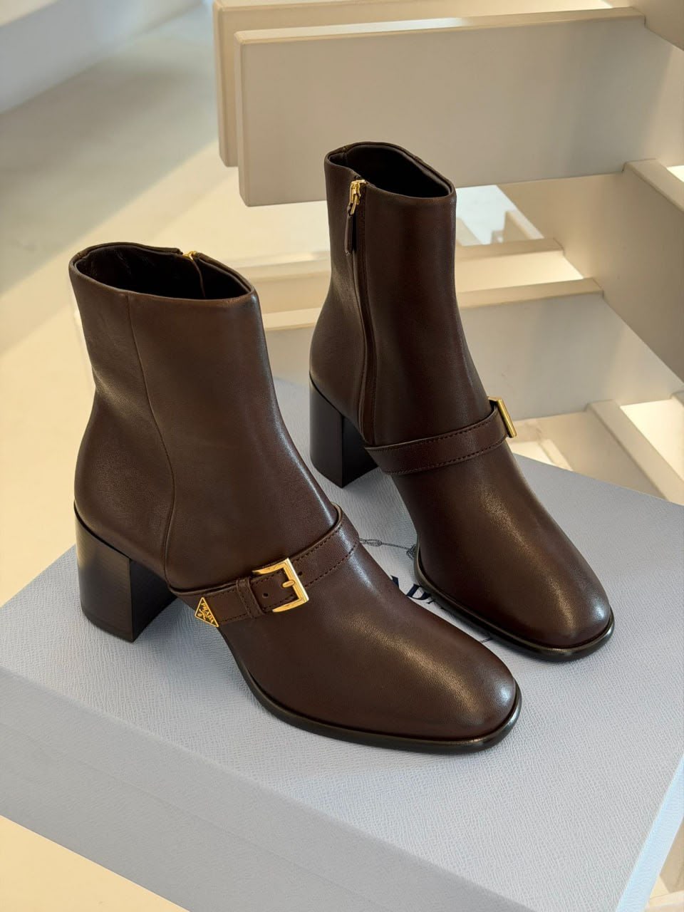Brushed leather ankle boots