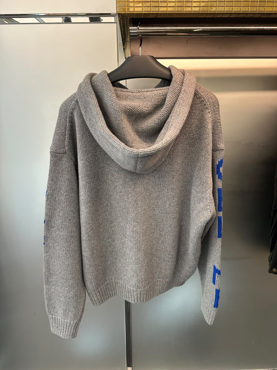 Knit Hoodie with Logo Sleeves