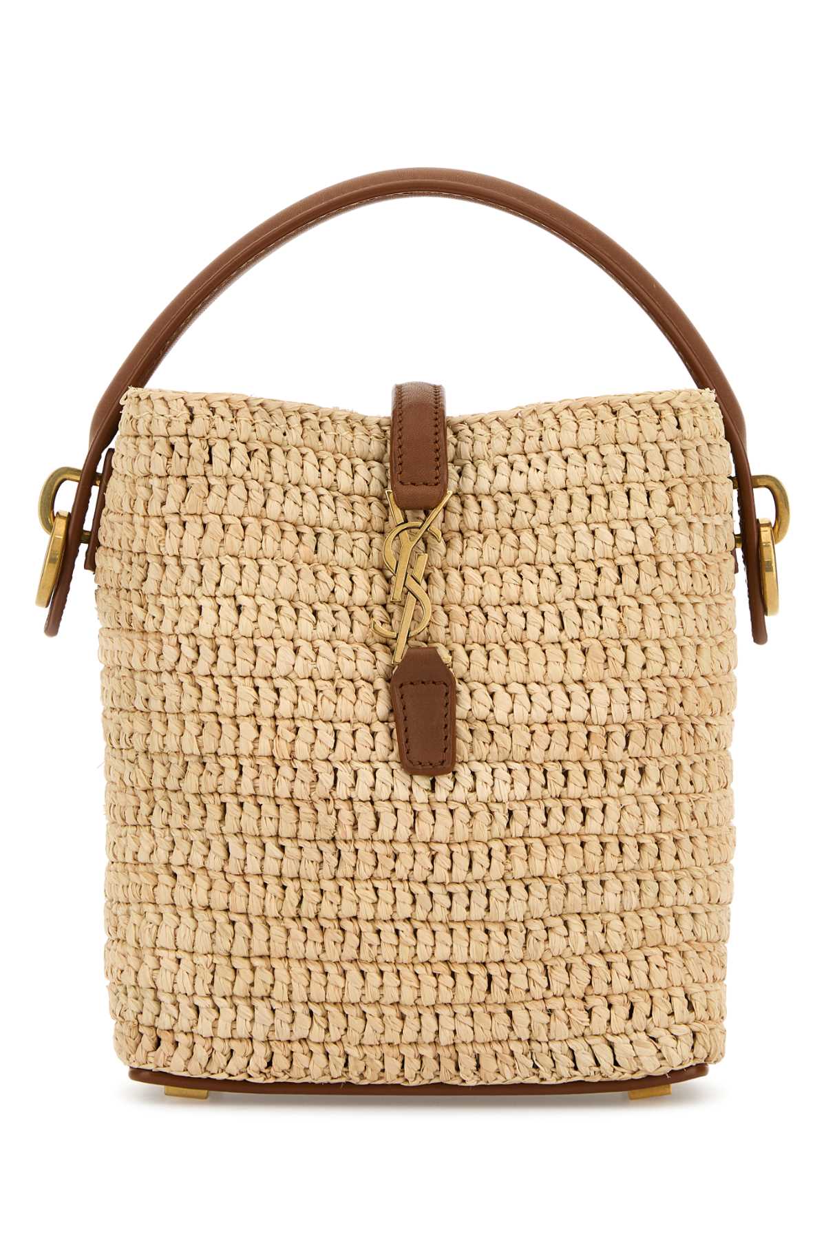 SAINT LAURENT MINI 37 For Women Exterior: 100% Raffia Finishing: Antiqued golden metal