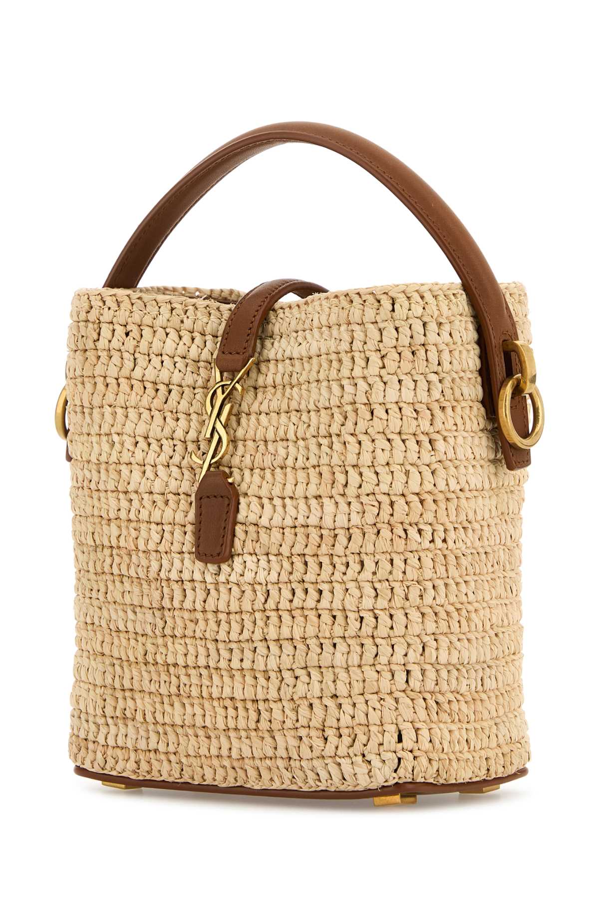 SAINT LAURENT MINI 37 For Women Exterior: 100% Raffia Finishing: Antiqued golden metal