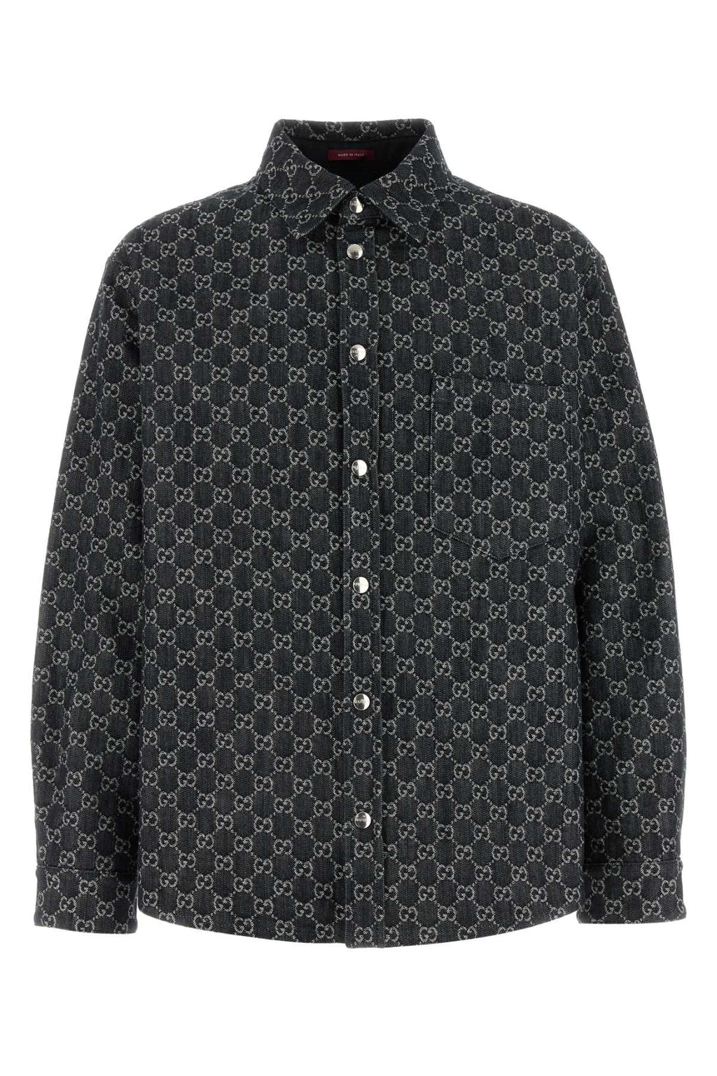 GUCCI OVERSHIRT DENIM GG ALL OVER For Men Exterior: 100% Cotton Interior: 55% Polyester 45% Wool
