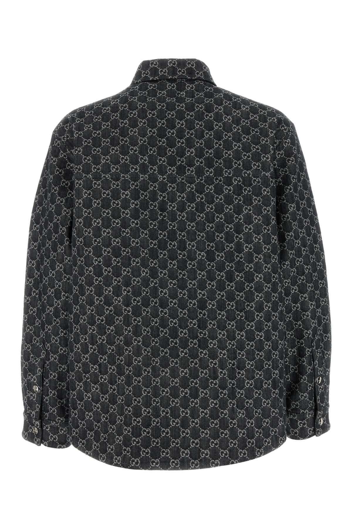 GUCCI OVERSHIRT DENIM GG ALL OVER For Men Exterior: 100% Cotton Interior: 55% Polyester 45% Wool