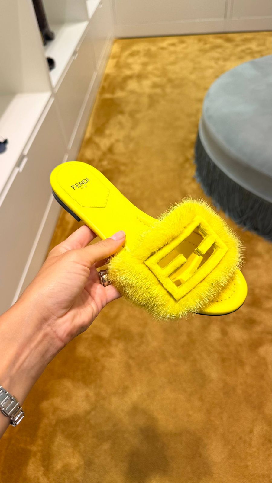 O'Lock Mink Fur Slides
