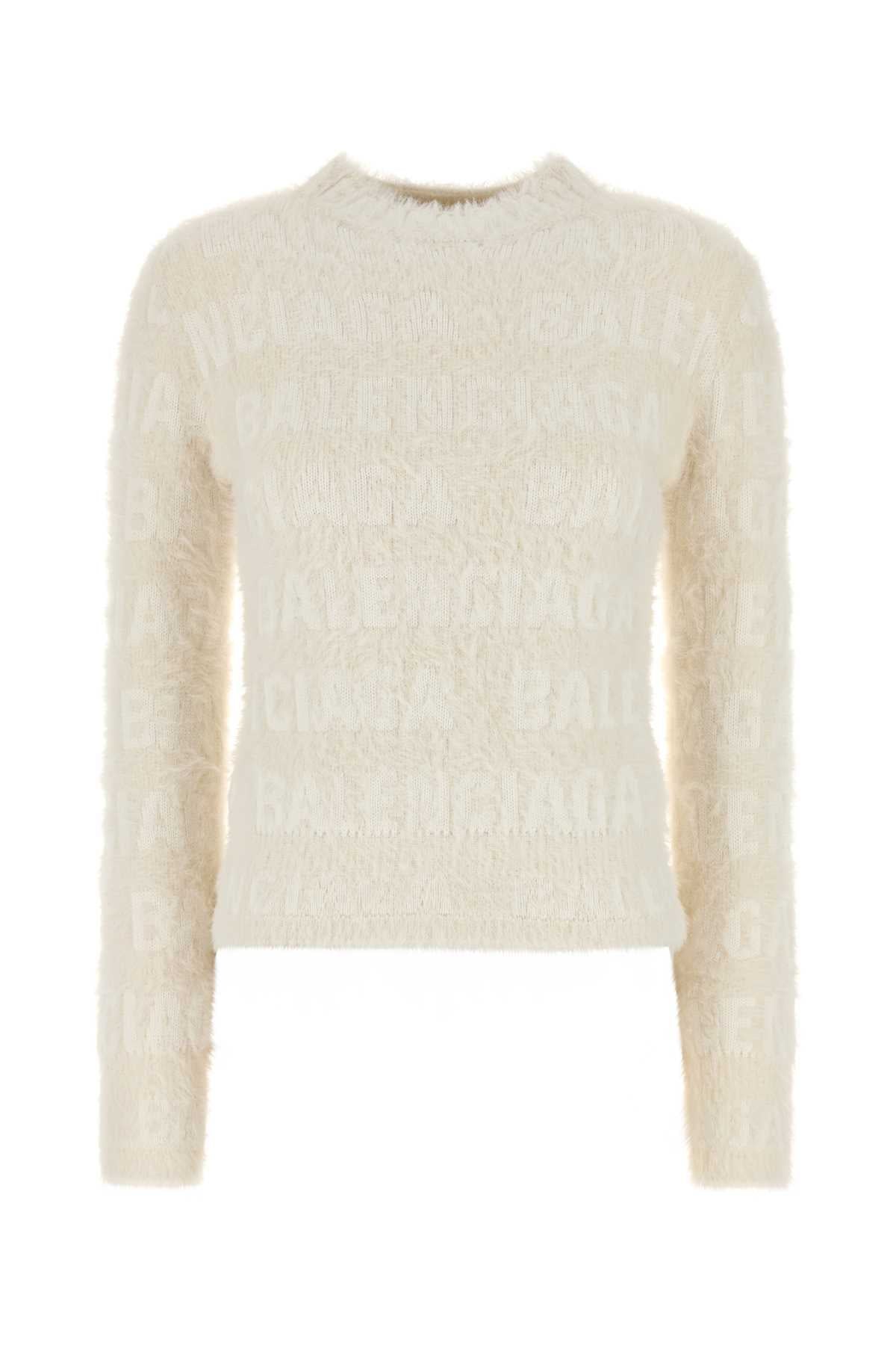 BALENCIAGA FURRY FITTED SWEATER For Women Exterior: 50% Wool 50% Nylon