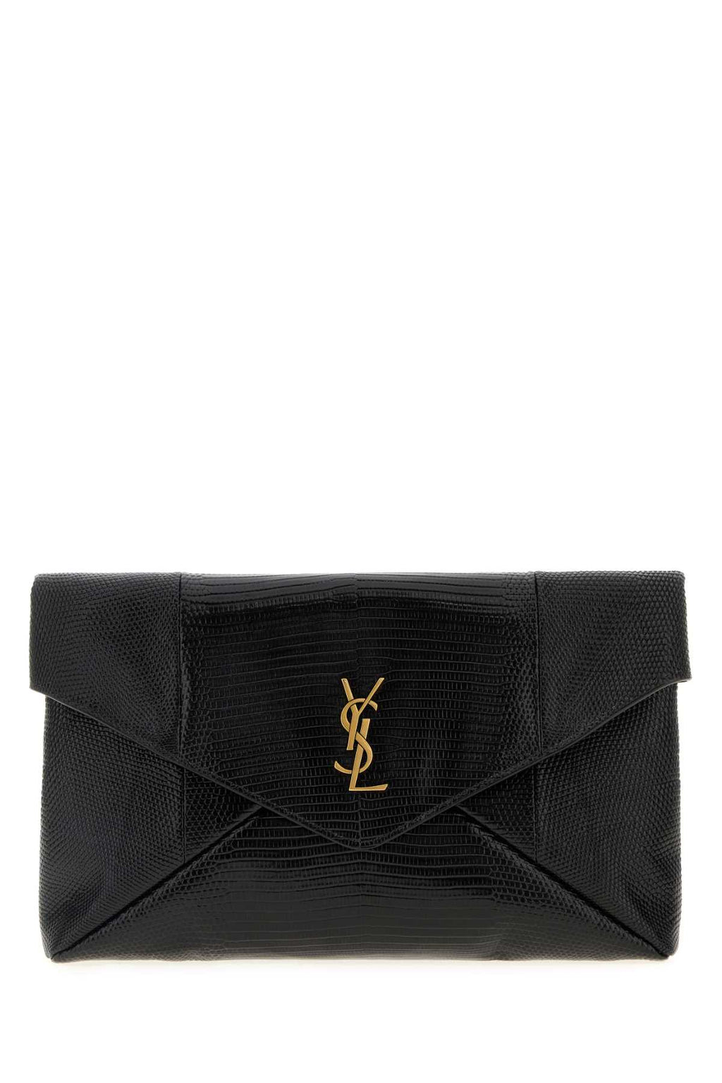 SAINT LAURENT YSL BUSTA POUCH For Women Exterior: 100% Reptile Lining: 100% Lamb Finitura: Antiqued golden metal