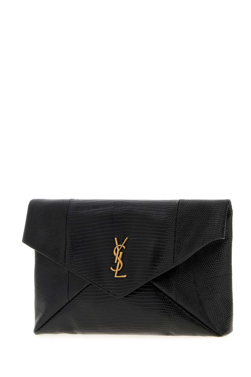 SAINT LAURENT YSL BUSTA POUCH For Women Exterior: 100% Reptile Lining: 100% Lamb Finitura: Antiqued golden metal
